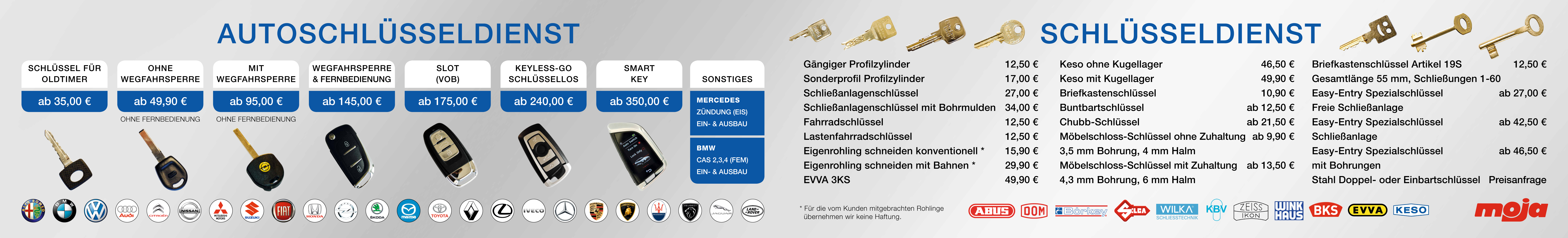 Autoschlüsselservice und Schlüsseldienst in München Schwabing an der Hohenzollernstraße